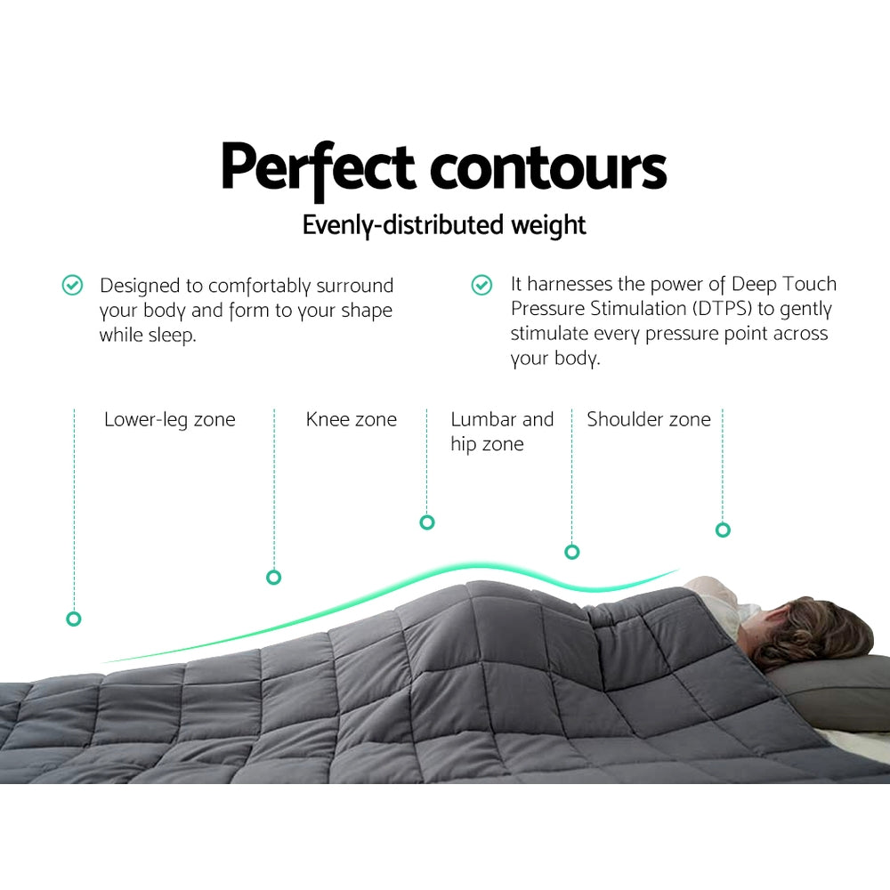 Weighted Blanket Adult 9KG Heavy Gravity Blankets Microfibre Cover Calming Relax Anxiety Relief Grey-Blankets-PEROZ Accessories