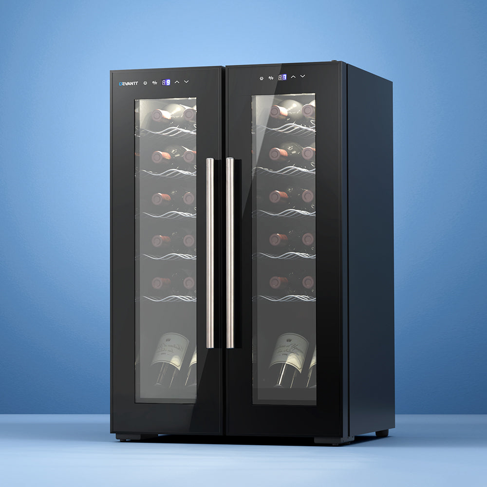 Devanti Wine Cooler Fridge Compressor Dual Zone Cellar Chiller Home 24 Bottles-Appliances &gt; Kitchen Appliances-PEROZ Accessories