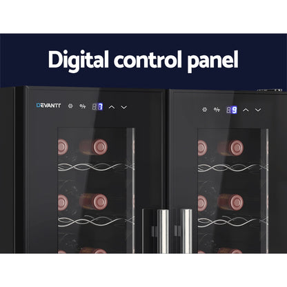 Devanti Wine Cooler Fridge Compressor Dual Zone Cellar Chiller Home 24 Bottles-Appliances &gt; Kitchen Appliances-PEROZ Accessories