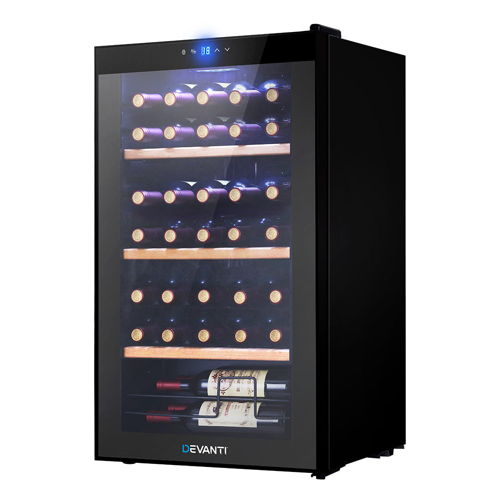 Devanti 34 Bottles Wine Cooler Compressor Chiller Beverage Fridge-Appliances &gt; Fridges-PEROZ Accessories