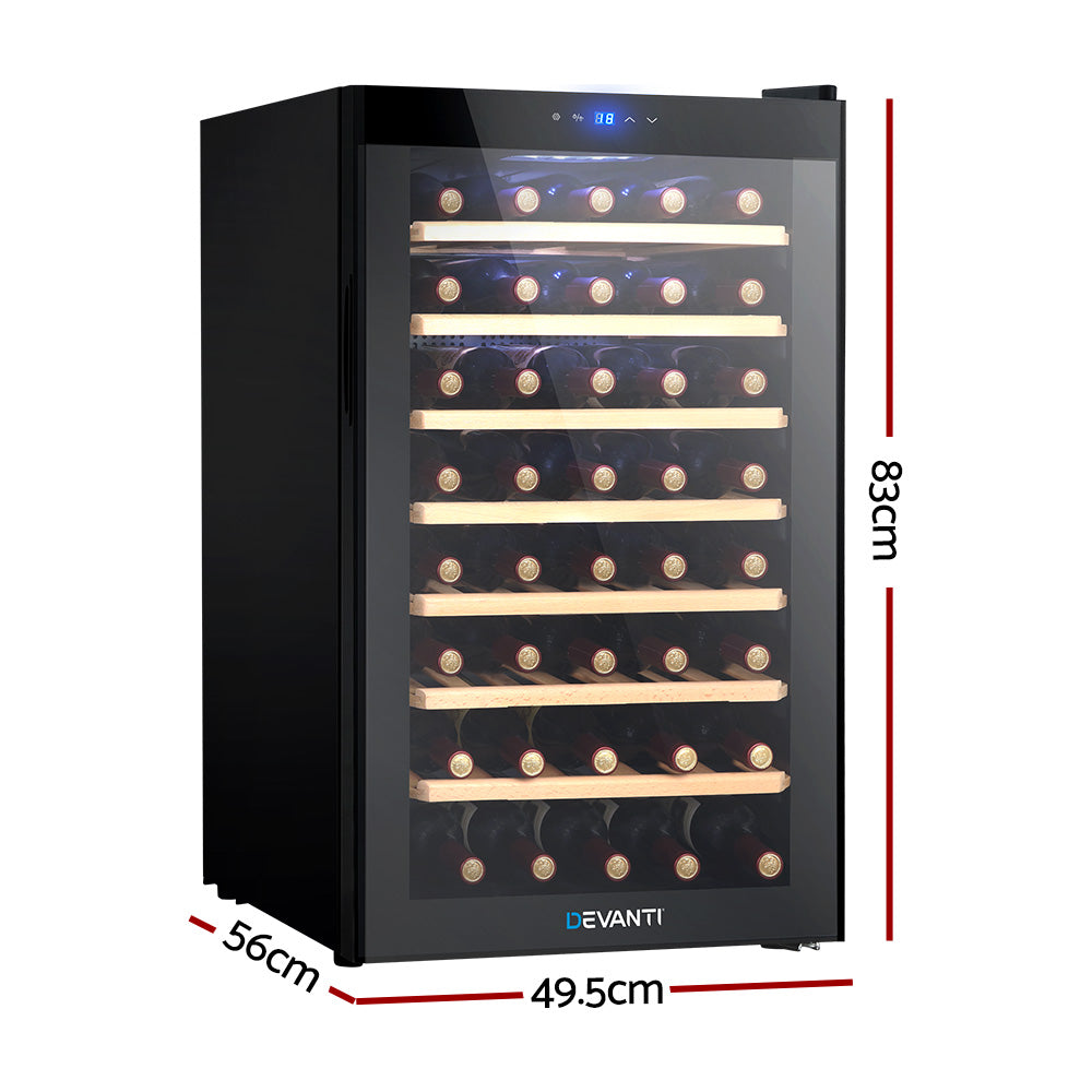 Devanti Wine Cooler Compressor Fridge Chiller Storage Cellar 51 Bottle Black-Appliances &gt; Fridges-PEROZ Accessories