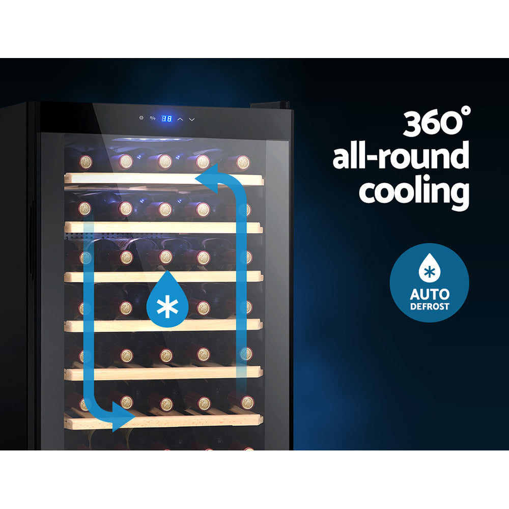Devanti Wine Cooler Compressor Fridge Chiller Storage Cellar 51 Bottle Black-Appliances &gt; Fridges-PEROZ Accessories