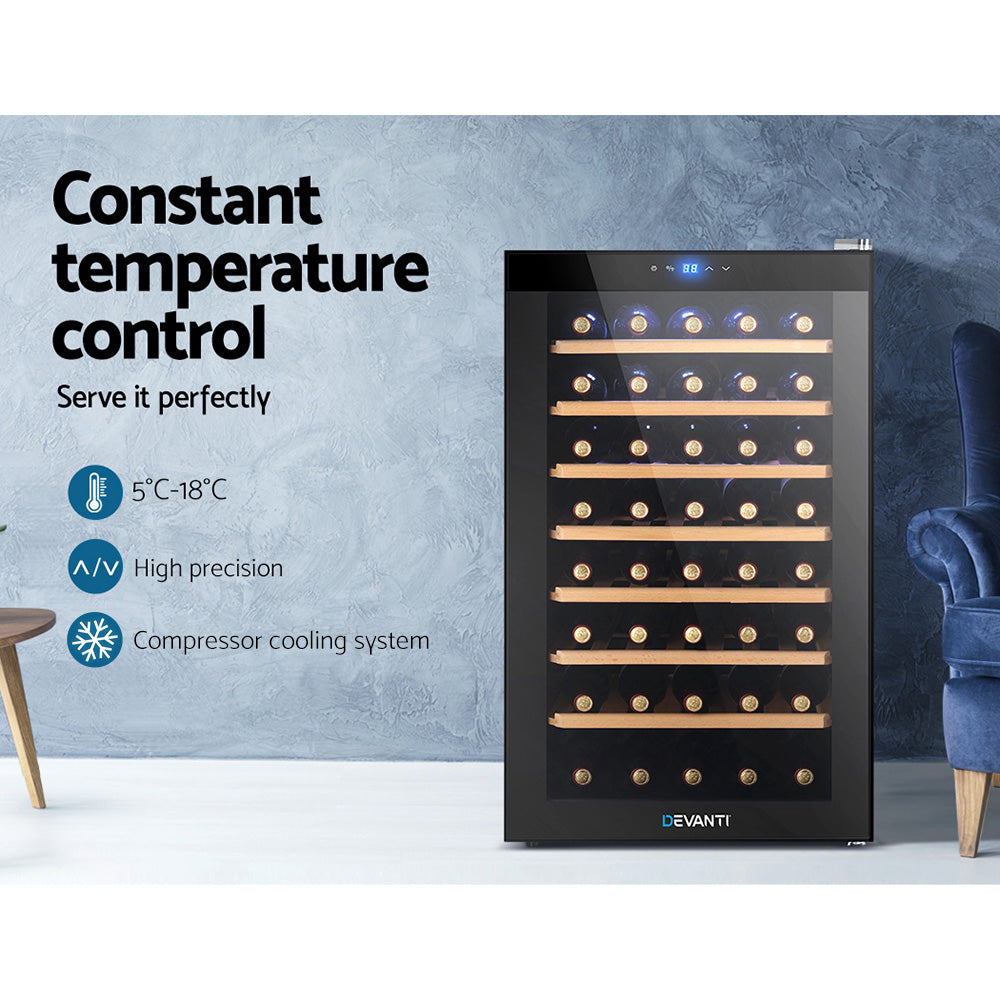 Devanti Wine Cooler Compressor Fridge Chiller Storage Cellar 51 Bottle Black-Appliances &gt; Fridges-PEROZ Accessories