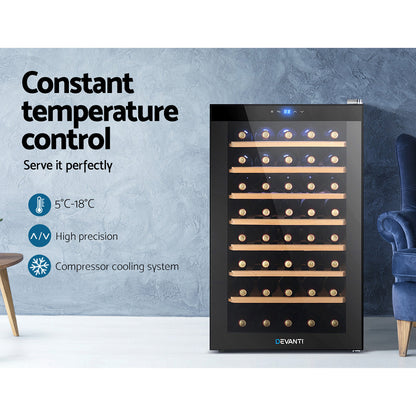 Devanti Wine Cooler Compressor Fridge Chiller Storage Cellar 51 Bottle Black-Appliances &gt; Fridges-PEROZ Accessories