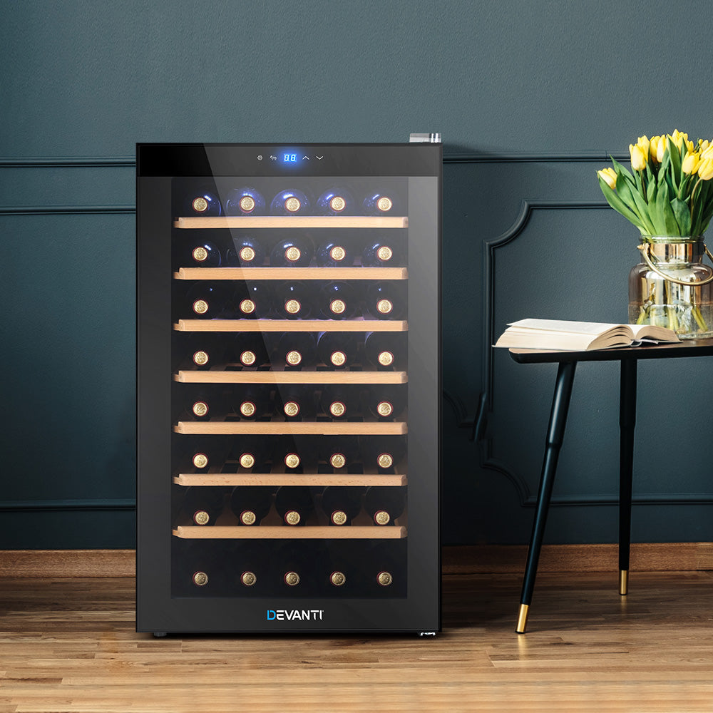 Devanti Wine Cooler Compressor Fridge Chiller Storage Cellar 51 Bottle Black-Appliances &gt; Fridges-PEROZ Accessories