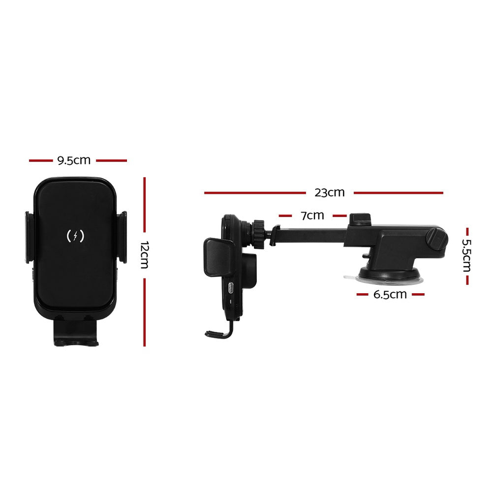 Devanti Wireless Car Charger Fast Charging Car Mount Vent Suction cup-Chargers-PEROZ Accessories