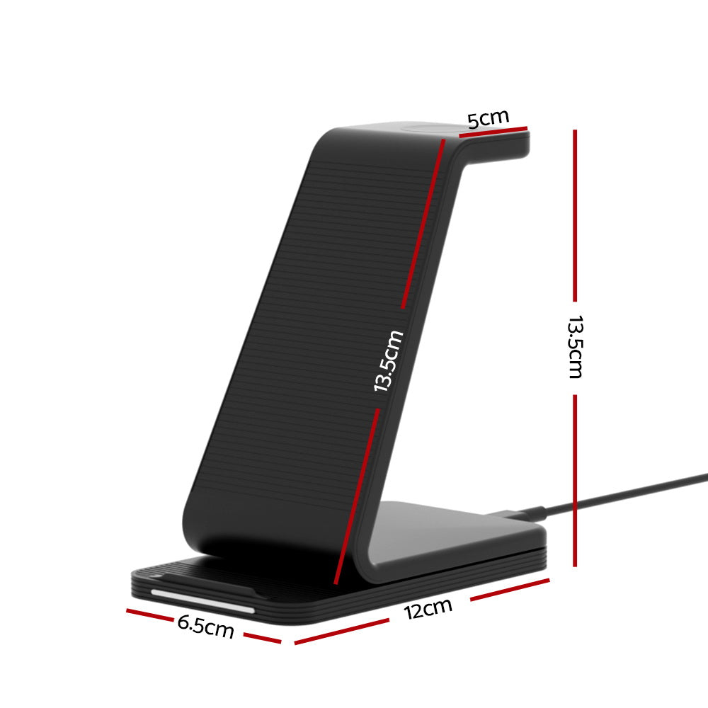 Devanti 3 in 1 Wireless Charger Dock 15W Fast Charging Stand-Chargers-PEROZ Accessories
