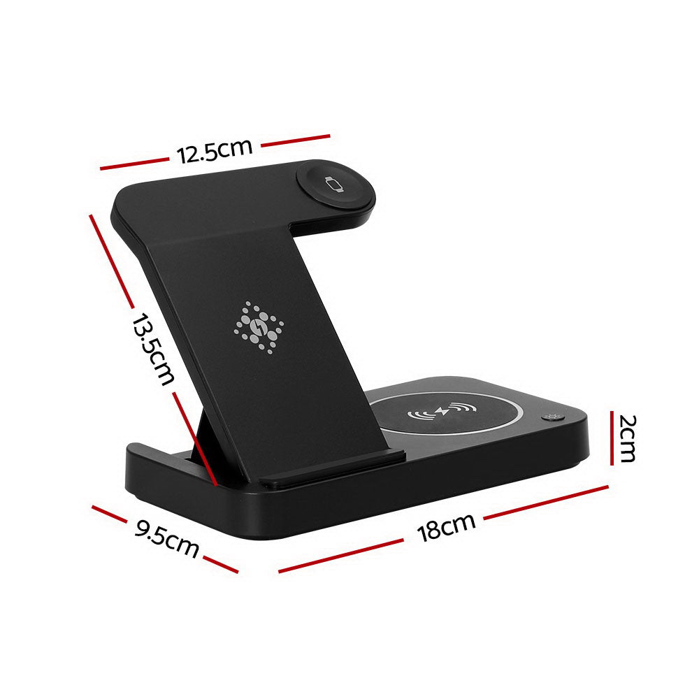 Devanti 4-in-1 Wireless Charger Station Fast Charging for Phone Black-Chargers-PEROZ Accessories