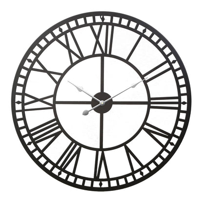 Artiss 80CM Large Wall Clock Roman Numerals Round Metal Luxury Home Decor Black-Wall Clocks - Peroz Australia - Image - 2