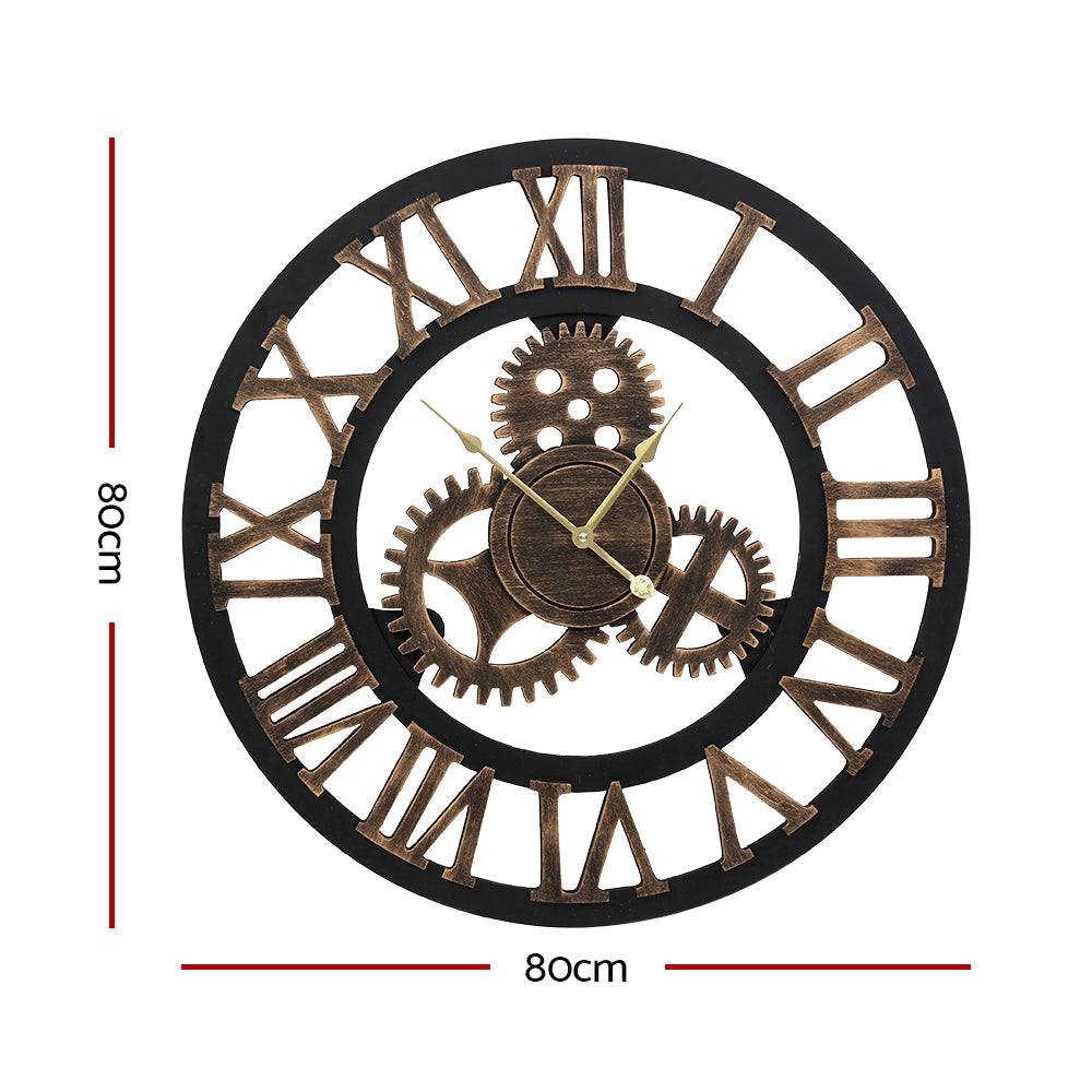 Artiss Wall Clock 80CM Large Modern Vintage Retro Luxury Art Metal Home Decor-Home & Garden > DIY - Peroz Australia - Image - 2