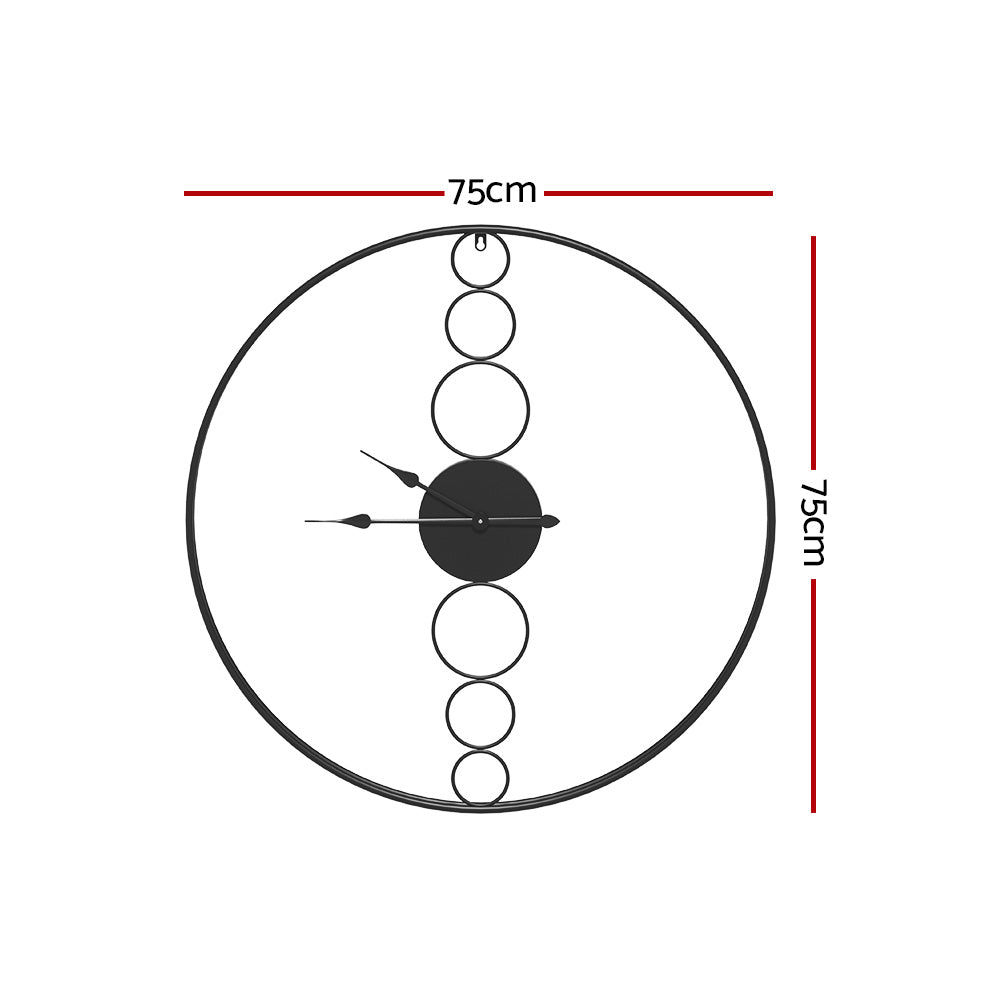 Artiss 75cm Wall Clock Large No Numeral Round Black-Home &amp; Garden &gt; Decor-PEROZ Accessories