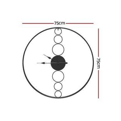 Artiss 75cm Wall Clock Large No Numeral Round Black-Home &amp; Garden &gt; Decor-PEROZ Accessories