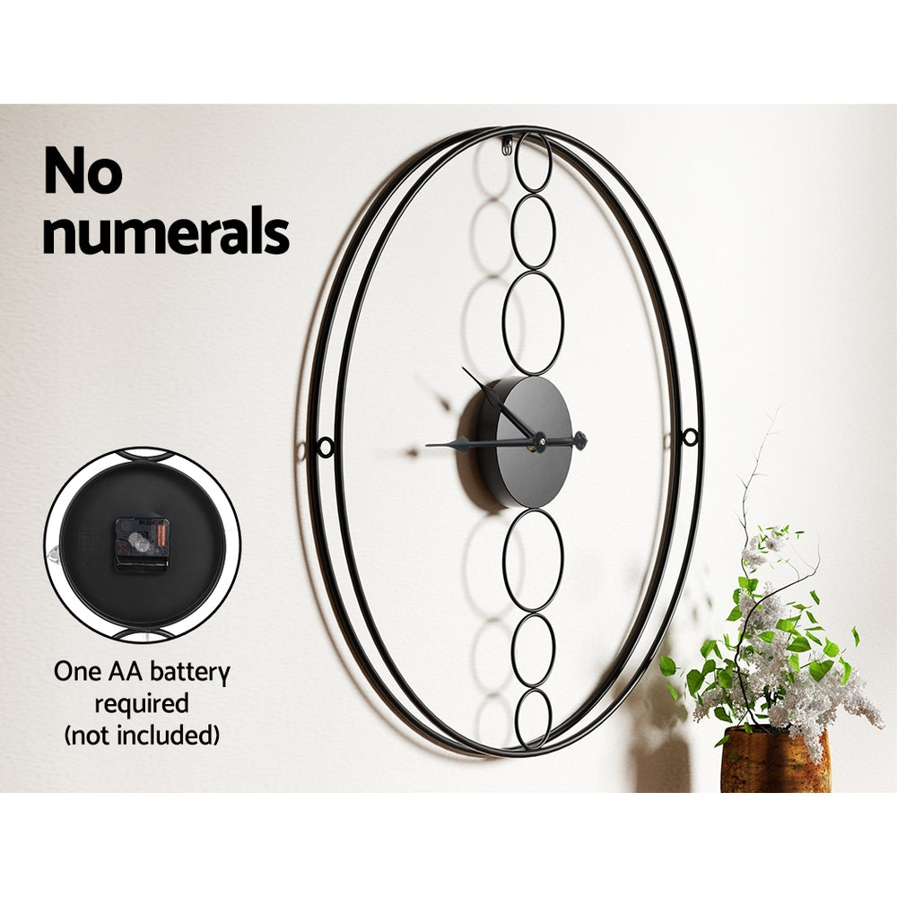 Artiss 75cm Wall Clock Large No Numeral Round Black-Home &amp; Garden &gt; Decor-PEROZ Accessories