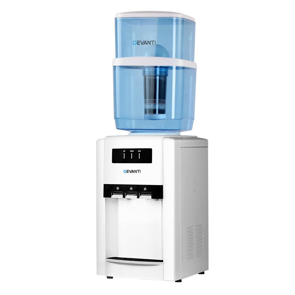 Devanti 22L Bench Top Water Cooler Dispenser Purifier Hot Cold Three Tap with 2 Replacement Filters-Appliances &gt; Kitchen Appliances-PEROZ Accessories