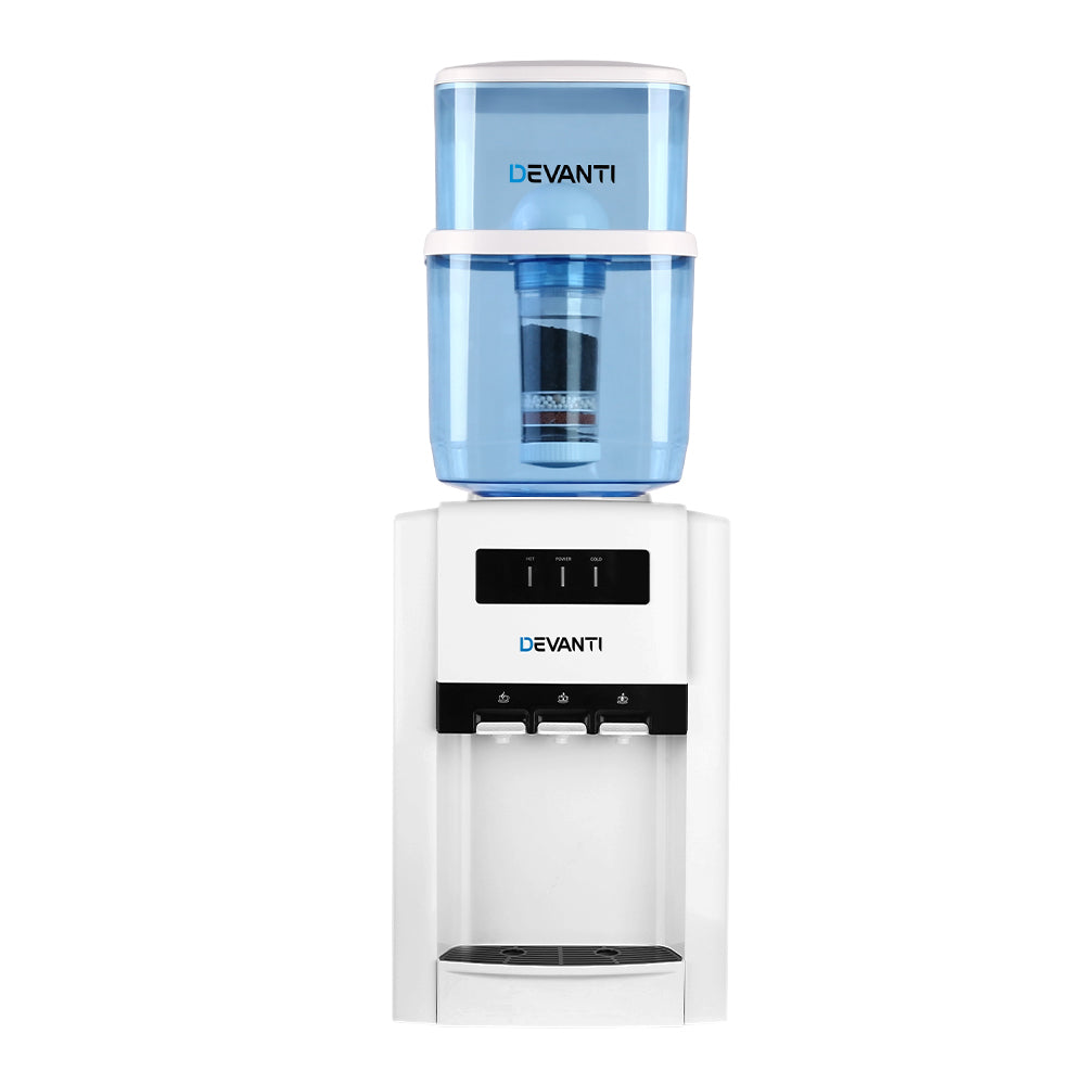 Devanti 22L Bench Top Water Cooler Dispenser Filter Purifier Hot Cold Room Temperature Three Taps-Appliances > Kitchen Appliances-PEROZ Accessories