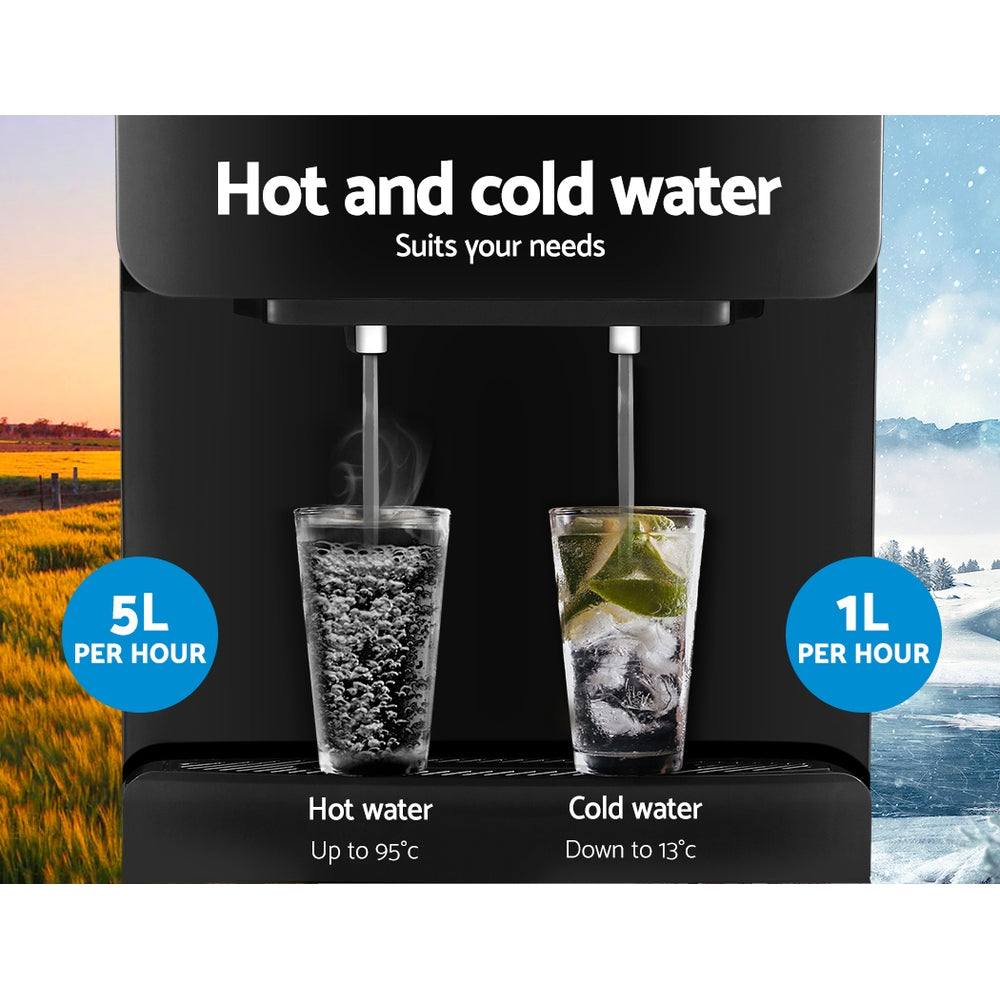 Devanti Water Cooler Dispenser Mains Bottle Stand Hot Cold Tap Office Black-Appliances &gt; Kitchen Appliances-PEROZ Accessories