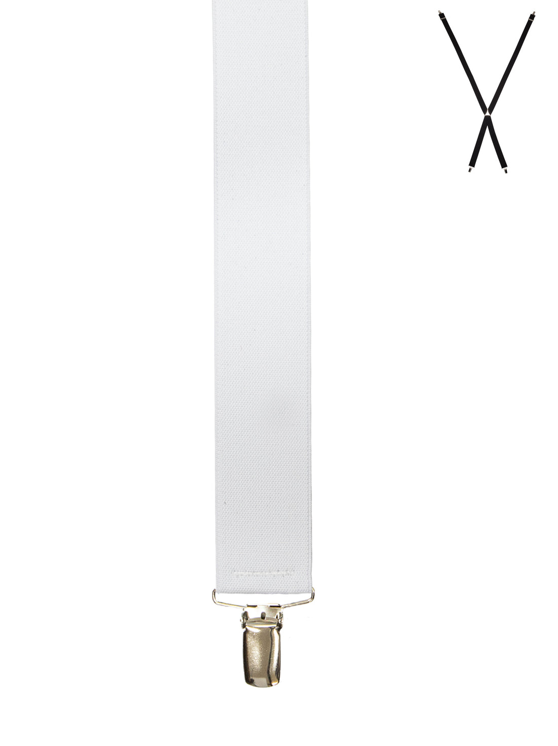 BRACES. X-Back with Nickel Clips. Plain White. 35mm width.-Braces-PEROZ Accessories