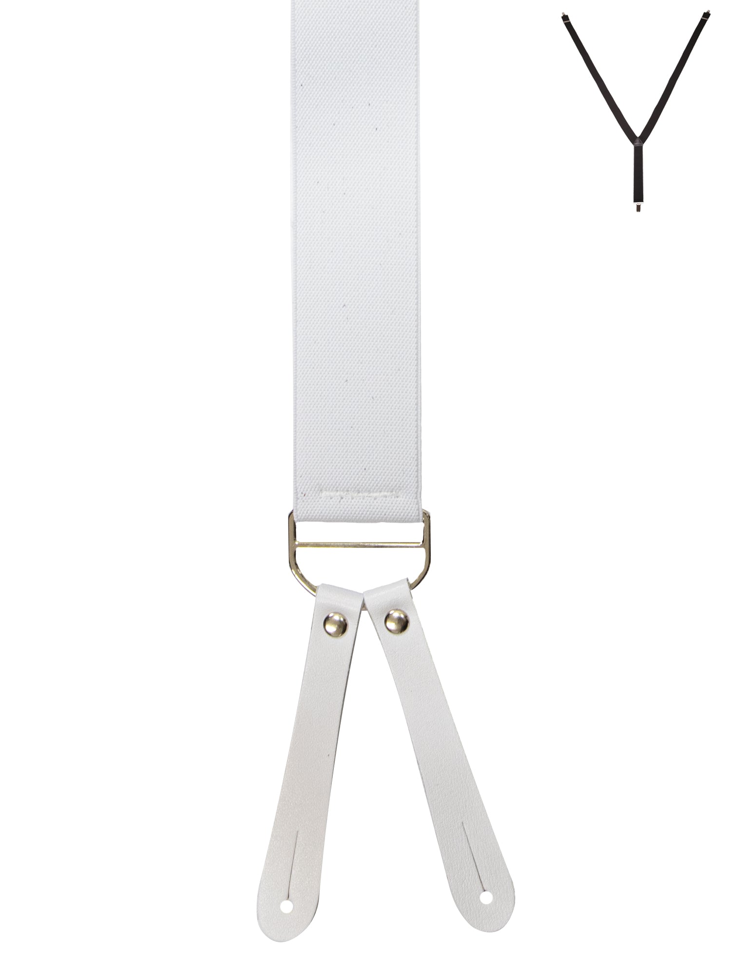 BRACES. Y-Back with Leather Ends. Plain White. 35mm width.-Braces-PEROZ Accessories