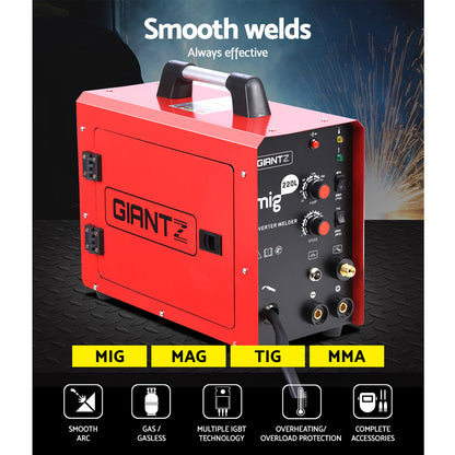 Giantz 220 Amp Inverter Welder MMA MIG DC Gas Gasless Welding Machine Portable-Tools &gt; Power Tools-PEROZ Accessories