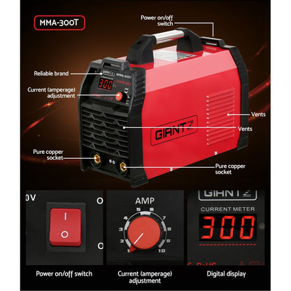 Giantz 300Amp Inverter Welder MMA ARC iGBT DC Gas Welding Machine Stick Portable-Tools &gt; Power Tools-PEROZ Accessories