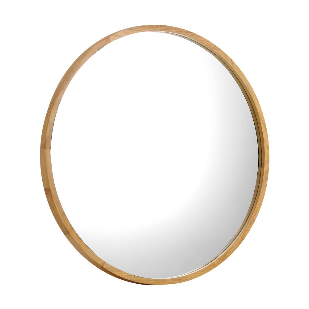 Oikiture Wall Mounted Mirror with Wood Frame 60cm Round Mirror for Living Room Bathroom Home Furniture |PEROZ Australia