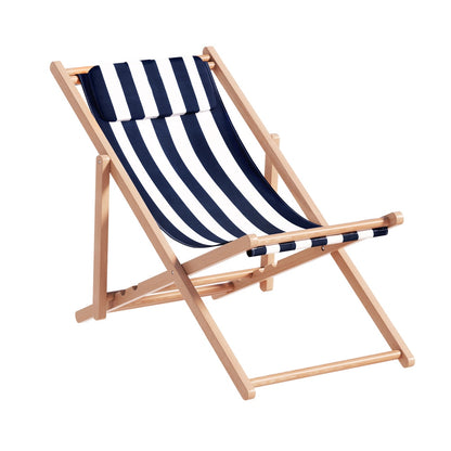 Gardeon Outdoor Deck Chair Wooden Sun Lounge Folding Beach Patio Furniture Blue-Sun Lounges-PEROZ Accessories