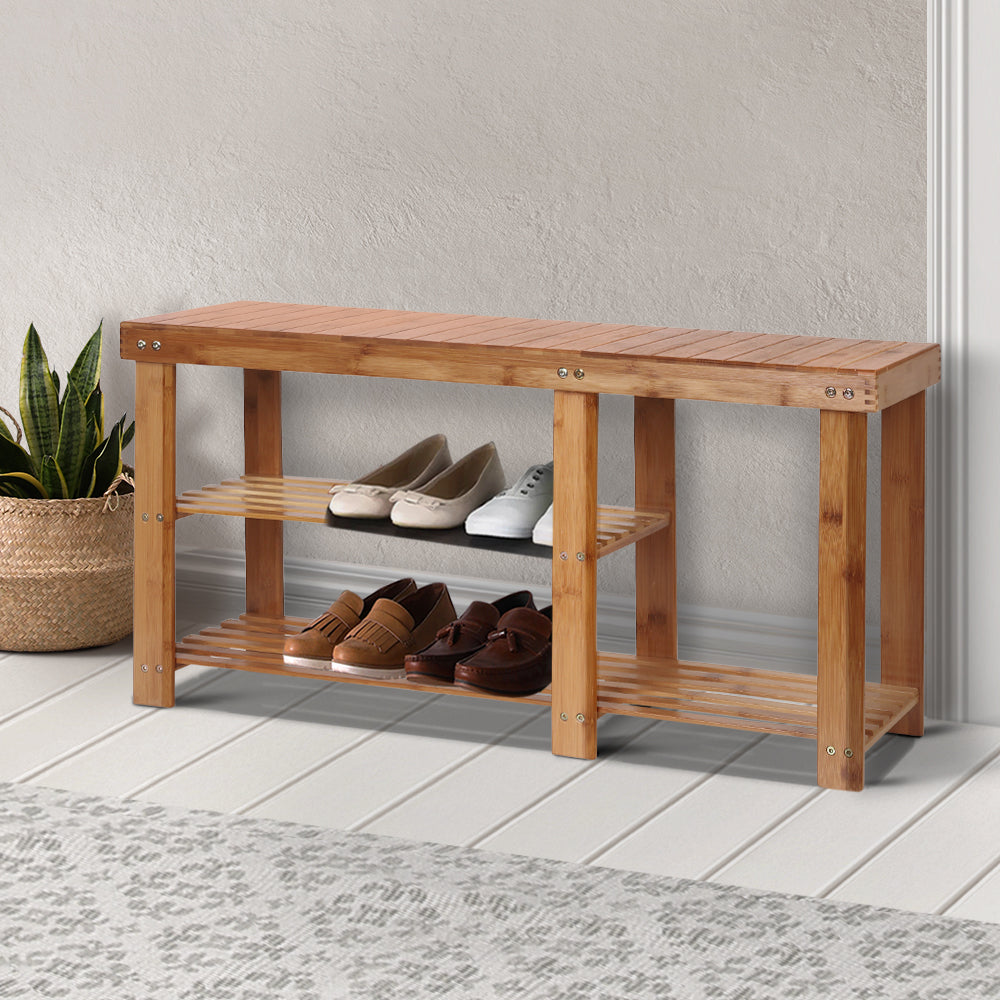 Artiss Bamboo Shoe Rack Bench-Furniture &gt; Living Room - Peroz Australia - Image - 1