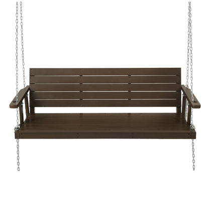 Gardeon Porch Swing Chair with Chain Outdoor Furniture 3 Seater Bench Wooden Brown-Furniture &gt; Outdoor-PEROZ Accessories