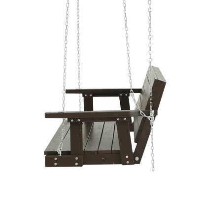Gardeon Porch Swing Chair with Chain Outdoor Furniture 3 Seater Bench Wooden Brown-Furniture &gt; Outdoor-PEROZ Accessories