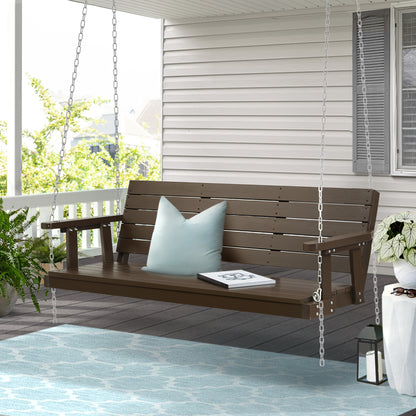 Gardeon Porch Swing Chair with Chain Outdoor Furniture 3 Seater Bench Wooden Brown-Furniture &gt; Outdoor-PEROZ Accessories