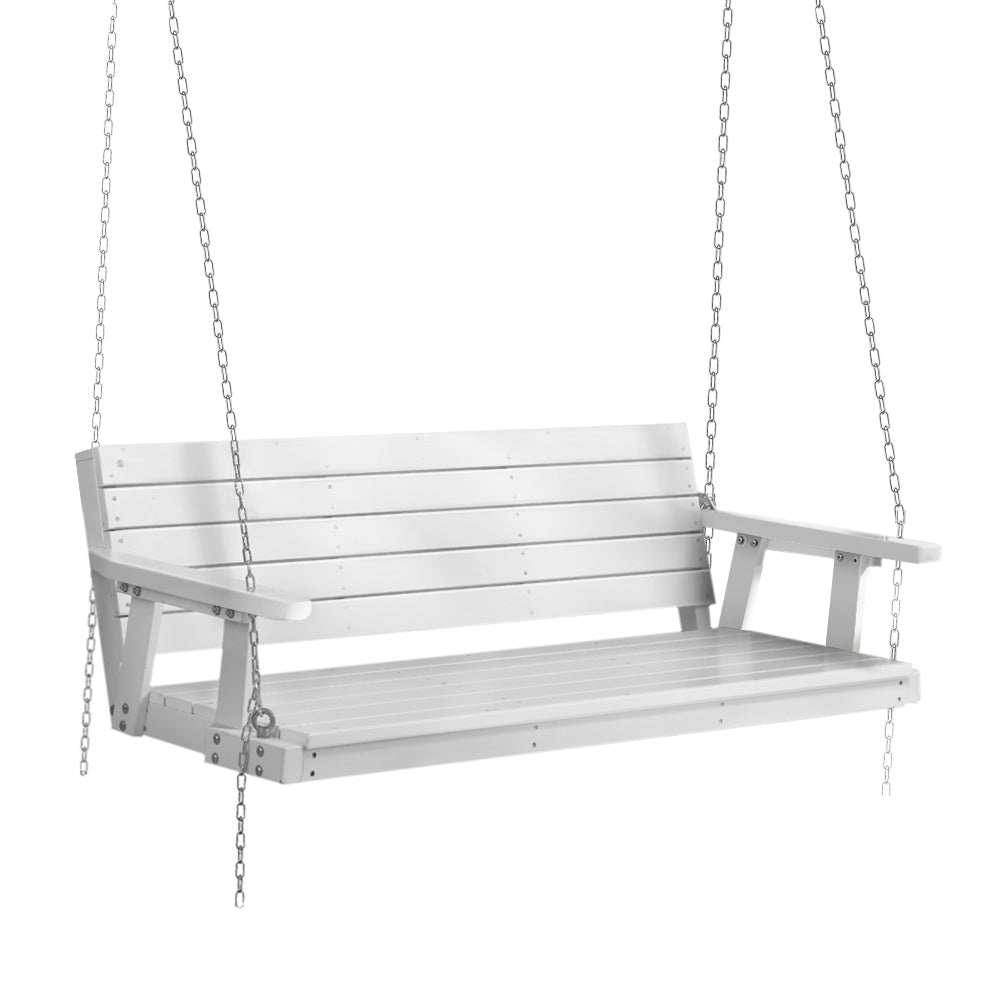 Gardeon Porch Swing Chair with Chain Outdoor Furniture 3 Seater Bench Wooden White-Furniture &gt; Outdoor-PEROZ Accessories