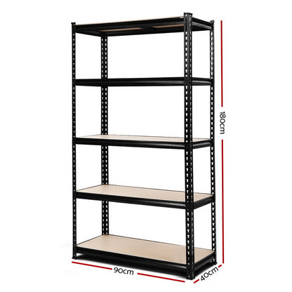 1.8M 5-Shelves Steel Warehouse Shelving Racking Garage Storage Rack Black-Home &amp; Garden &gt; Storage-PEROZ Accessories
