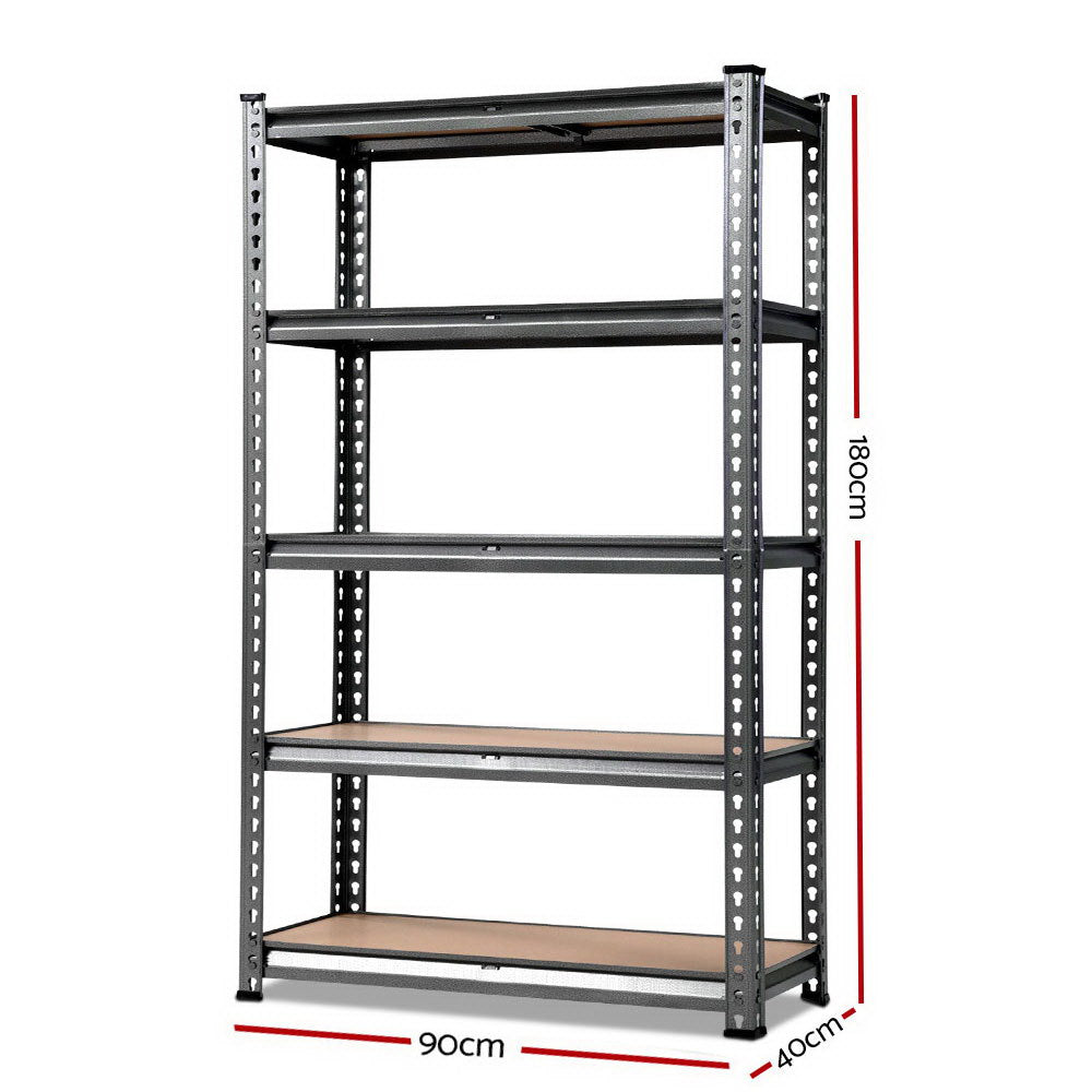 1.8M 5-Shelves Steel Warehouse Shelving Racking Garage Storage Rack Grey-Home &amp; Garden &gt; Storage-PEROZ Accessories
