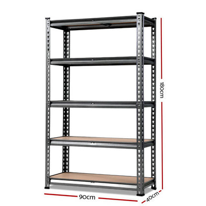 1.8M 5-Shelves Steel Warehouse Shelving Racking Garage Storage Rack Grey-Home &amp; Garden &gt; Storage-PEROZ Accessories