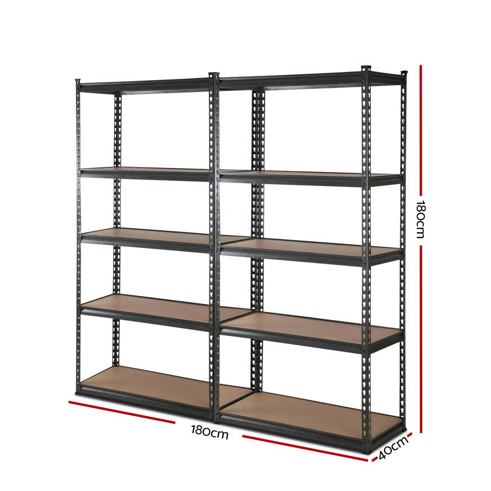 2x1.8M 5-Shelves Steel Warehouse Shelving Racking Garage Storage Rack Grey-Home &amp; Garden &gt; Storage-PEROZ Accessories