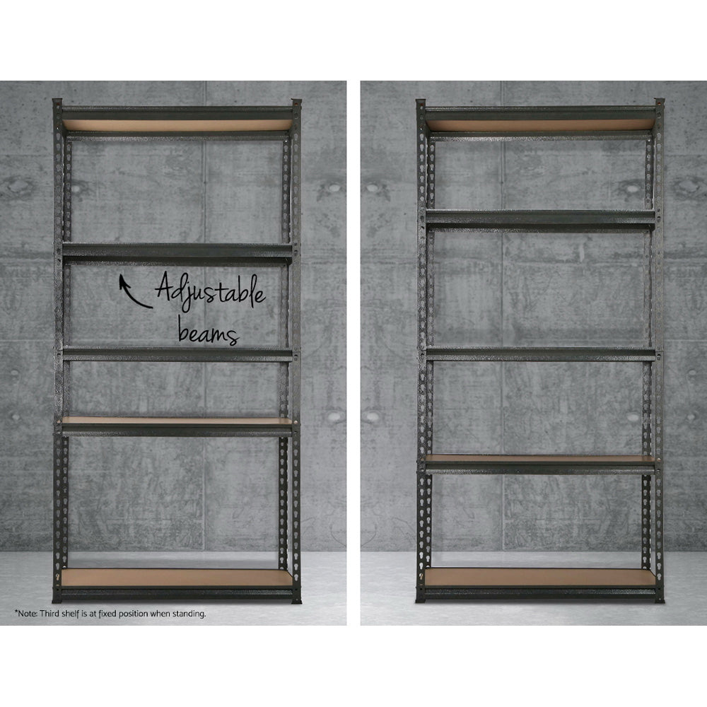 2x1.8M 5-Shelves Steel Warehouse Shelving Racking Garage Storage Rack Grey-Home &amp; Garden &gt; Storage-PEROZ Accessories