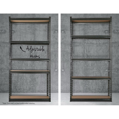 2x1.8M 5-Shelves Steel Warehouse Shelving Racking Garage Storage Rack Grey-Home &amp; Garden &gt; Storage-PEROZ Accessories