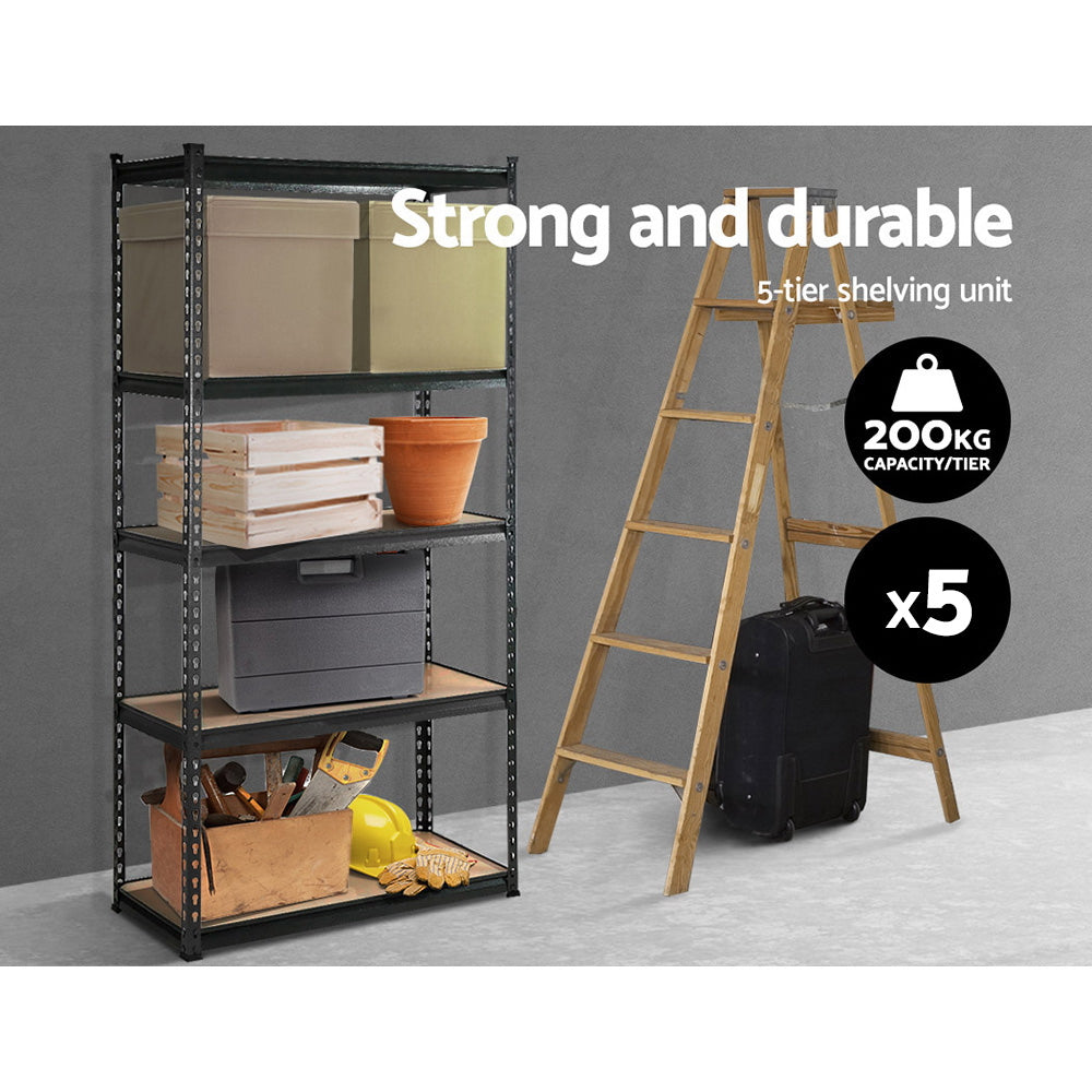 5x1.8M 5-Shelves Steel Warehouse Shelving Racking Garage Storage Rack Grey-Home &amp; Garden &gt; Storage-PEROZ Accessories