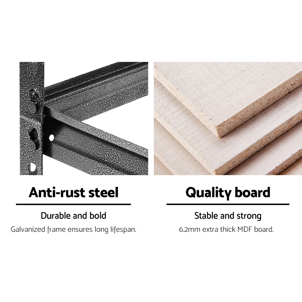 5x1.8M 5-Shelves Steel Warehouse Shelving Racking Garage Storage Rack Grey-Home &amp; Garden &gt; Storage-PEROZ Accessories