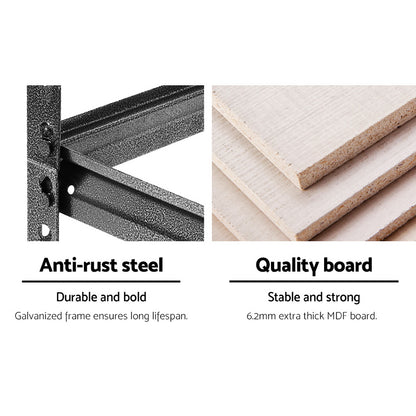 5x1.8M 5-Shelves Steel Warehouse Shelving Racking Garage Storage Rack Grey-Home &amp; Garden &gt; Storage-PEROZ Accessories