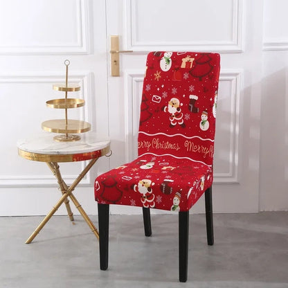 Anyhouz Chair Cover Red Little Santa Maroon Tree Design with Anti-Dirt and Elastic Material for Dining Room Kitchen Wedding Hotel Banquet Restaurant-Chair Cover-PEROZ Accessories
