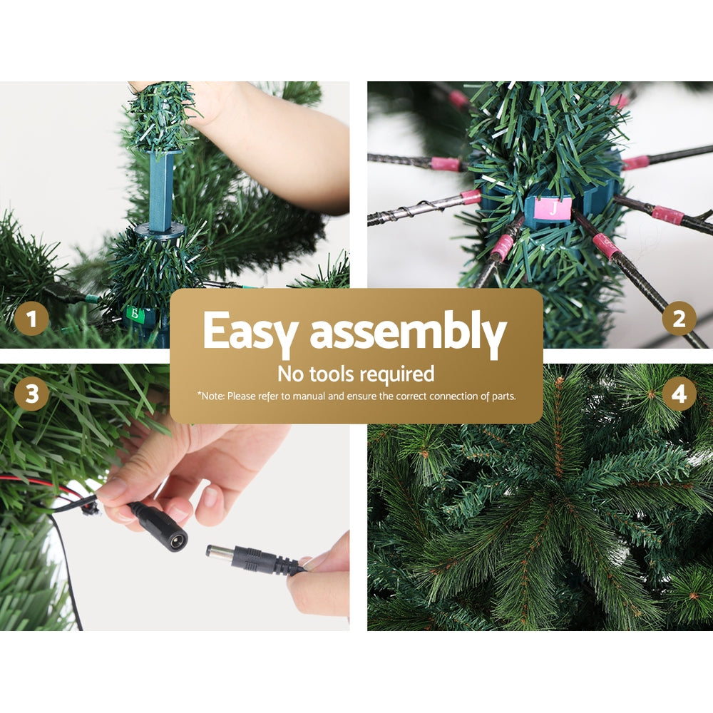 Jingle Jollys Christmas Tree 2.4M Xmas Tree with 3190 LED Lights Multi Colour-Occasions &gt; Christmas-PEROZ Accessories