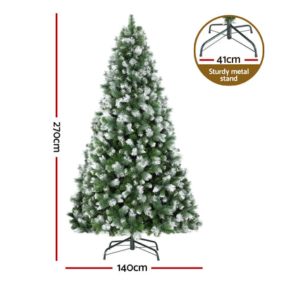 Jingle Jollys 2.7M Christmas Tree with Pine Needle Snowy Xmas Tree 1765 Tips-Occasions &gt; Christmas-PEROZ Accessories