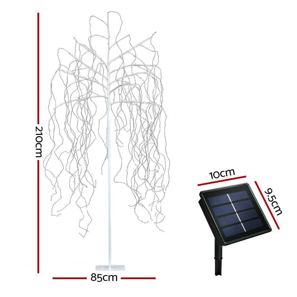 Jingle Jollys 2.1M Solar Christmas Tree 600 LED Trees String Lights Warm White-Occasions &gt; Christmas-PEROZ Accessories