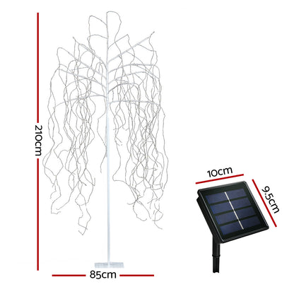 Jingle Jollys 2.1M Solar Christmas Tree 600 LED Trees String Lights Warm White-Occasions &gt; Christmas-PEROZ Accessories