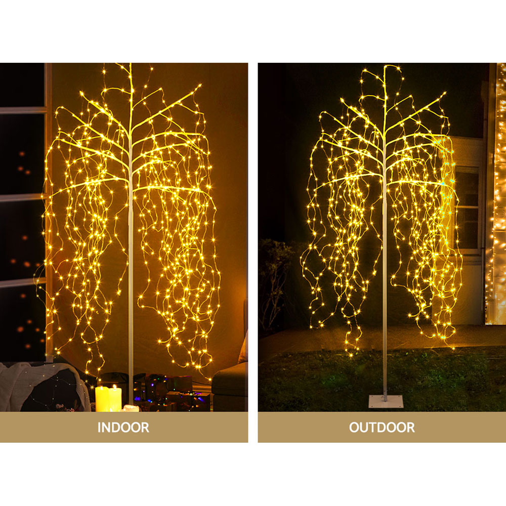 Jingle Jollys 2.1M Solar Christmas Tree 600 LED Trees String Lights Warm White-Occasions &gt; Christmas-PEROZ Accessories