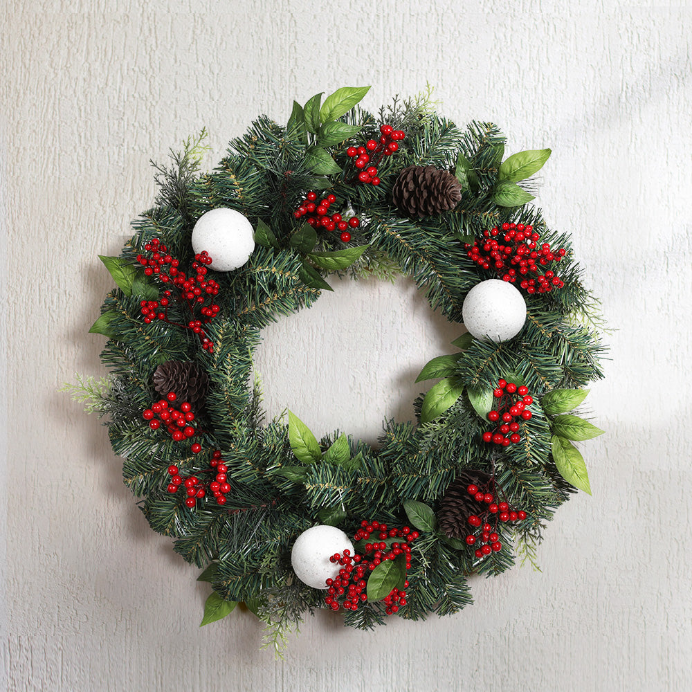 Jingle Jollys 2FT 60CM Christmas Wreath with Decor Xmas Tree Decoration-Occasions &gt; Christmas-PEROZ Accessories
