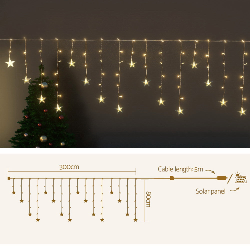 Jingle Jollys 3M Christmas Icicle Lights String Lights 80 LED Solar Powered-Occasions &gt; Christmas-PEROZ Accessories