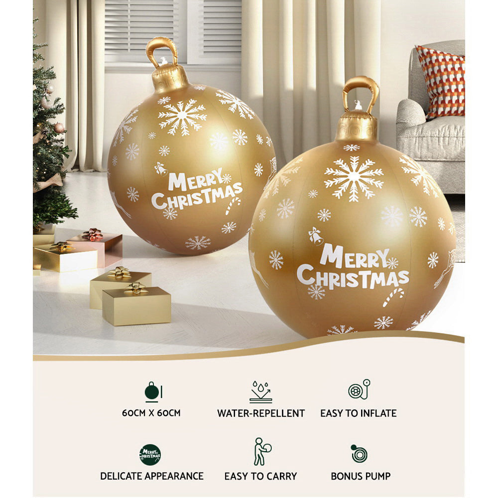 Jingle Jollys Christmas Inflatable Ball 60cm Decoration Giant Bauble Gold-Occasions &gt; Christmas-PEROZ Accessories