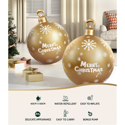 Jingle Jollys Christmas Inflatable Ball 60cm Decoration Giant Bauble Gold-Occasions &gt; Christmas-PEROZ Accessories